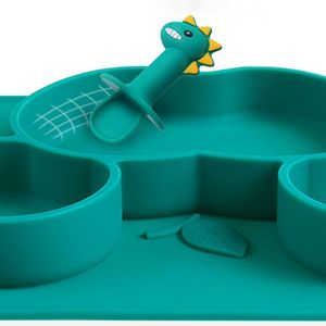 Bébé Formation Alimentation Bol Alimentaire Antidérapant Dessin Animé Dinosaure Silicone D'aspiration Plaque Divisée Plateau Ustensile SANS BPA Plats - Product Image 5