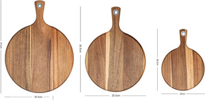 Ensemble de 3 planches à découper en bois d'acacia de 8, 10 et 12 pouces avec poignée, plateau à pain et à craquelins pour servir - Product Image 5
