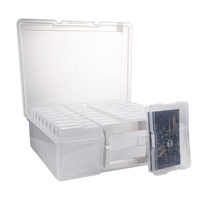 Boîte de rangement pour cartes photo en plastique avec 16 mini-étuis, boîte de rangement pour photos 4x6, conteneur en plastique transparent