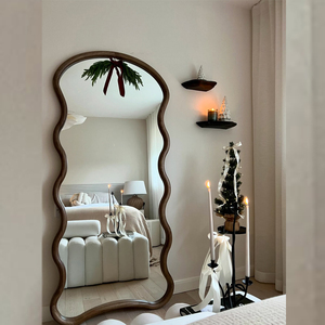 <span class=keywords><strong>Grand</strong></span> <span class=keywords><strong>miroir</strong></span> mural en chêne Arch Wave, <span class=keywords><strong>miroir</strong></span> sur pied pleine longueur, cadre en bois, décoration moderne pour la maison, vente en gros - Product Image 3