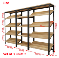 Klantspecifieke ijzeren houten displayrek voor supermarkt, geschikt voor vers fruit, groenten, gebak, brood, cake, snacks, noten en andere levensmiddelen.