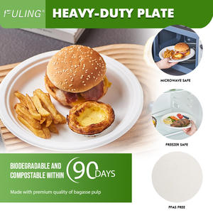 FULING piring Bagasse Restoran sekali pakai, <span class=keywords><strong>100%</strong></span> mudah terurai bebas PFAS 9 inci 3 kompartemen - Product Image 3