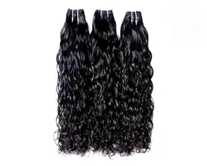 Unprocessed Raw Human Hair Extensions Natural Color 1B Machine Weft Straight Double Drawn Hair burmese curly