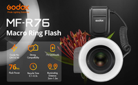 Godox MF-R76 RING76 Anneau Lumineux Macro LED 5000K Speedlite Flash pour Appareil Photo Sony Canon Nikon 5D 6D 7D 60D 70D 80D D850 A7MIV