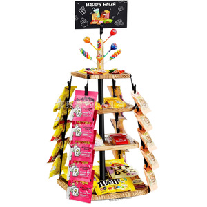 Expositor giratorio de madera para refrigerios de 4 niveles, organizador de escritorio para dulces, chips, galletas, cupcakes y piruletas - Product Image 2