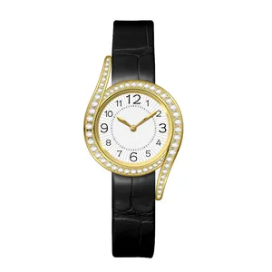 Jam tangan wanita, jam tangan wanita elegan minimalis, arloji Quartz batu ramping gaya unik