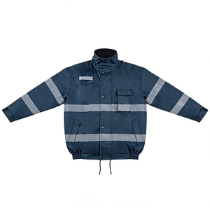 Parka de travail personnalisée pour homme en polyester/nylon, isolée, coupe-vent, imperméable, chaude, réfléchissante, avec fermeture éclair de sécurité, économique pour le travail extérieur - Product Image 1