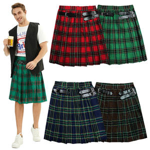 Disfraz de Halloween para Hombre, Falda Escocesa Plisada, Falda Corta para Representaciones Escénicas, Disfraz de Carnaval, Chaleco - Product Image 1