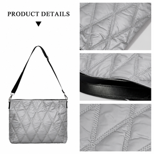 Women's Nylon Water Resistant Leopard Pattern Quilted Tote <b>Bag</b> Soft Puffy Lightweight Trendy Crossbody Shoulder Strap Purse - Product Image 6