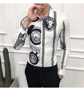 Kemeja Lengan Panjang untuk Pria Kemeja Pesta Pernikahan Jacquard Berkancing untuk Pria Kemeja Slim Fit Full Printed QS1215A18 - Product Image 6