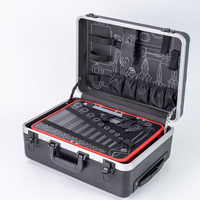 Estuche de Transporte Multifuncional de Plástico Rígido para Almacenamiento de Equipos, con Barra de Arrastre y Ruedas