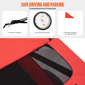 Remorque de vélo pour bébé jumeau 2 en 1, pliable, utilitaire, pour courses et rangement, en acier inoxydable, pour chien et chat - Product Image 4