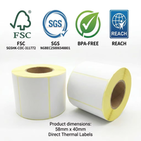 Rouleau d'étiquettes thermiques directes simple rangée 58x40mm sans BPA pour caisse enregistreuse TPV, étiquettes de prix, balance électronique, commande de thé au lait