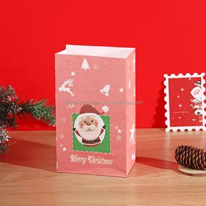 Оптовая продажа, модный бумажный подарочный пакет, упаковка для печенья, коричневый бумажный пакет для рождественских украшений