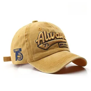 Grosir topi olahraga bordir 3D 6 Panel dapat disesuaikan Logo kustom topi bisbol untuk pria