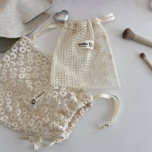 Mesh Lace Embroidery Daisy Drawstring <b>Bag</b> Travel Toiletry Cosmetic Storage <b>Bag</b> Sundries Organizer - Product Image 1