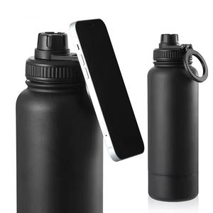 Bouteille d'eau isotherme en acier inoxydable de 32 oz avec logo personnalisé, couvercle magnétique et support pour téléphone, idéale pour la rentrée scolaire - Product Image 3