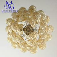 Lustre en verre vintage français médiéval de luxe, suspension jaune texturée en forme de goutte pour villa, salle à manger, salon, entrée