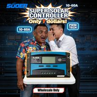 Régulateur de charge solaire PWM série Suoer ST-E, contrôleur de charge solaire 10A/20A/30A/40A/50A/60A