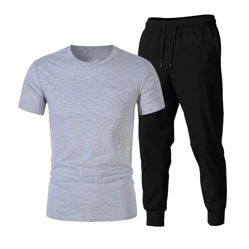 Herren kundenspezifischer zweiteiliger Fitness-Trainingsanzug lässig fit Joggingshorts-Set atmungsaktiv gestrickter Stoff solide Farbe für Sommersport