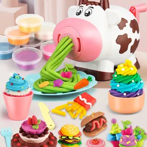 Kids Pretend Simulation Kitchen Set 3 IN 1 Ice Cream Machine Noodle Machine Play Dough Hamburger Making Model Tool Diy Clay Toys