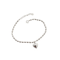 Bracelet Cœur Bowei en Argent Sterling 925, Chaîne Olive, Style Minimaliste Instagram, Bijou à Petites Perles