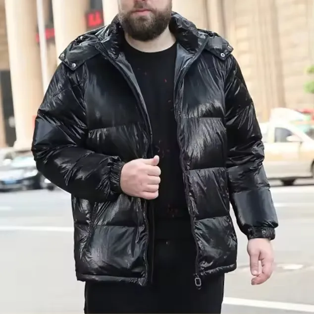 도매 남성 플러스 사이즈 자르기 퍼프 가죽 소프트 쉘 다운 재킷 윈드 브레이커 뚱뚱한 남자 패딩 재킷