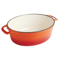 Cocotte ovale en fonte émaillée de 4,5 L pour camping, idéale pour ragoûts de fruits de mer, compatible four