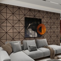 Panneau mural moderne 4D en bois MDF pour façade Casse-tête flexible Forme chaotique Décoration intérieure pour hôtels Casse-tête géométrique Parquet Nouvelle maison