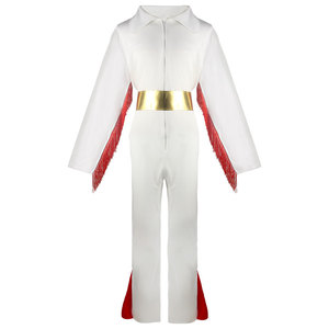 Disfraz de Fala Elvis Presley, mono blanco con flecos rojos y cinturón dorado, traje de cosplay para adultos, hombres, televisión y películas - Product Image 5