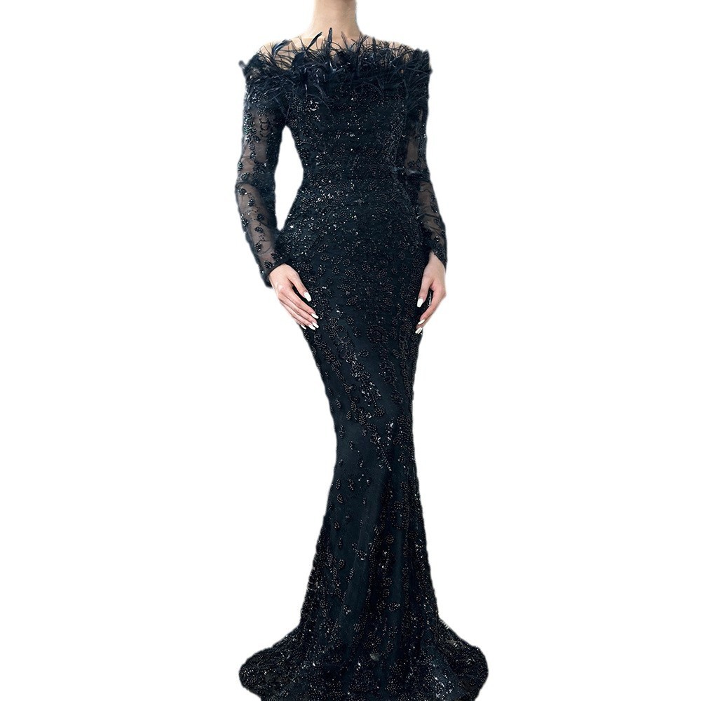 black tiered mini dress 21Six NEGIN CREPE AND SILK FISHTAIL GOWN main image 0