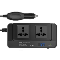 Cargador de Coche de 200W con Doble Salida, Convertidor de 12V a 220V CA con Certificación CE/FC y Pantalla LED