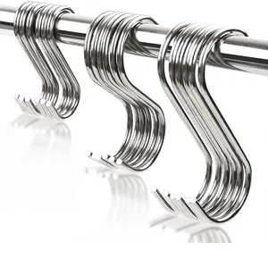 不锈钢金属衣架吊钩S形钩，用于厨房、工作店、浴室、花园
