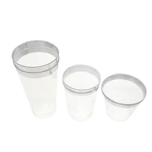7oz Silver Rim Drinking Cup For Beverage Clear Rimmed Plastic Cold Drink Cup Wine Juice Tumbler Cup Set
