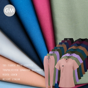 <span class=keywords><strong>Polyester</strong></span> <span class=keywords><strong>Viscose</strong></span> Spandex Vải 2-Cách Căng Đồng Phục Tr Suiting Twill Vải 170gsm Y Tế Tẩy Tế Bào Chết Vải - Product Image 2