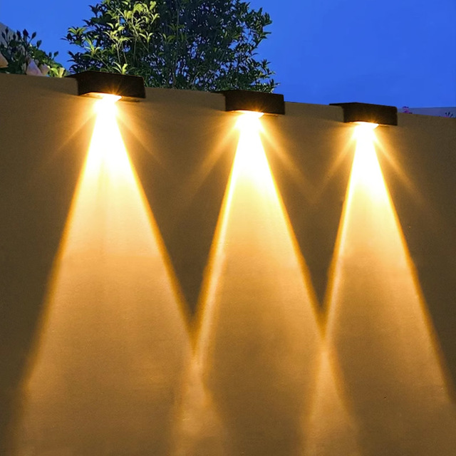 Super Bright RGB LED Solar Wall Lamp Battery Warm White Garden Fence Stairs Decorative Outdoor IP65 Rating Landscape Step