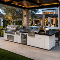 Cuisine barbecue extérieure  et station de grill pour villas Four électrique encastré sur mesure et gril en acier inoxydable