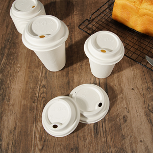Venta al por mayor 80 90mm Biodegradable Compostable Bagazo de caña de azúcar Tapa de taza de café para bebidas frías/calientes - Product Image 3