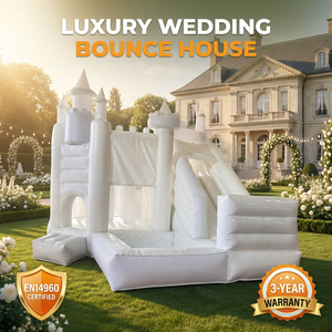 Château gonflable de luxe tout blanc de qualité commerciale avec toboggan pour événements de mariage et <span class=keywords><strong>location</strong></span> - Product Image 1
