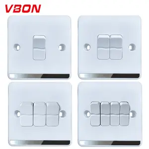 VBQN Reino Unido estándar hogar Luz de pared 10A 1/2 vías 1/2/3/4 Gang pulsador 250V PC interruptores de pared eléctricos para en