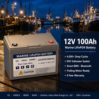 Batterie marine LiFePO4 12V 100Ah avec logo personnalisé, étanche, à décharge profonde, pour système d'alimentation de bateaux de pêche et navires