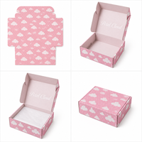 Boîte d'expédition en carton ondulé personnalisée rose à motif quadrillé avec logo sur mesure, vente en gros directe usine OEM