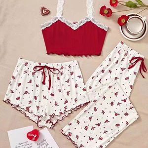 IStapromo Regali Donna Set Pigiama Tre Pezzi Sexy in Maglia Morbida di Spandex con Stampa Love, Lunghezza al Ginocchio, Estivo, <span class=keywords><strong>per</strong></span> Casa e Relax - Product Image 6