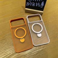 Étui de luxe pour téléphone portable Apple iPhone 18 17 16 15 Pro Max, coque magnétique mate avec support d'appareil photo rotatif et anneau de maintien