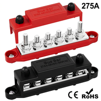 Barre omnibus en cuivre robuste 275A, bloc de distribution d'alimentation 12V avec goujon de 3/8 po, 10 vis, bornier de batterie