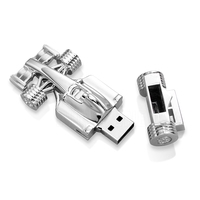 Flashdisk Logam Berlapis Perak Bentuk Mobil Balap 3D 8GB USB 2.0/3.0 F1, Disk Unik