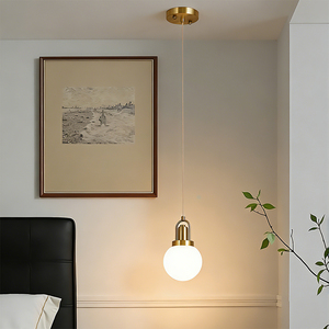 Lustre suspendu moderne en verre et cuivre, style minimaliste, pour salon, mur de fond, chambre à coucher, tête de lit - Product Image 1