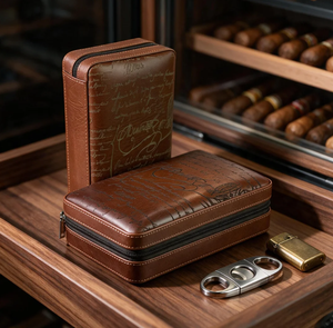 Vanace Custom Leather Cigar Humidor Cedar Wood Box with Lacquer Finish for Cigar <b>Storage</b> - Product Image 1
