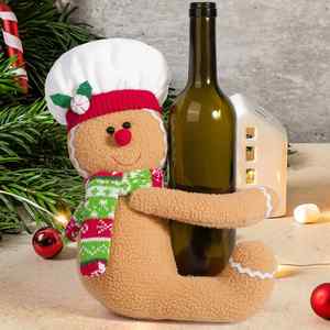 Decoración de temporada navideña Muñeca hecha a mano con botella de vino Perfecta para regalos de Navidad y fiestas Acento alegre - Product Image 3