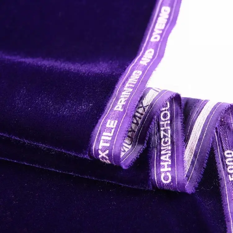 Изготовленный на заказ 100% полиэстер окрашенный фиолетовый бархатный стул мебель ткань тканая прочная 5000 окрашенная Корейская бархатная ткань для одежды
